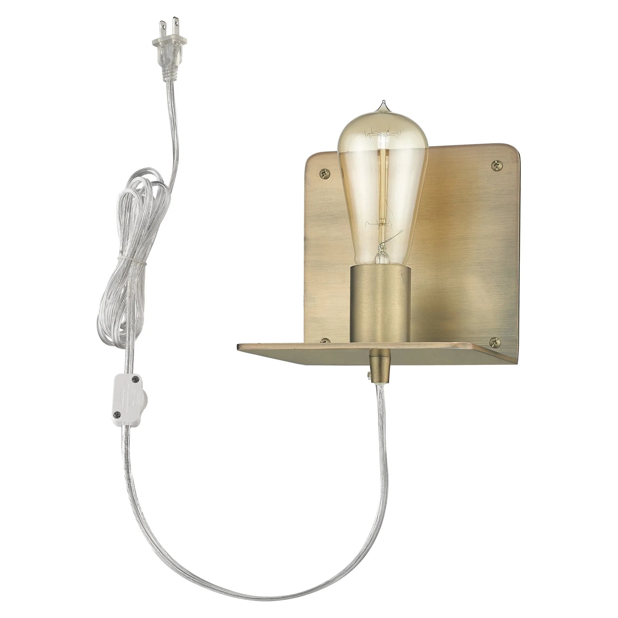Petite Dull Gold Shelf Wall Light By Homeroots - Image 5