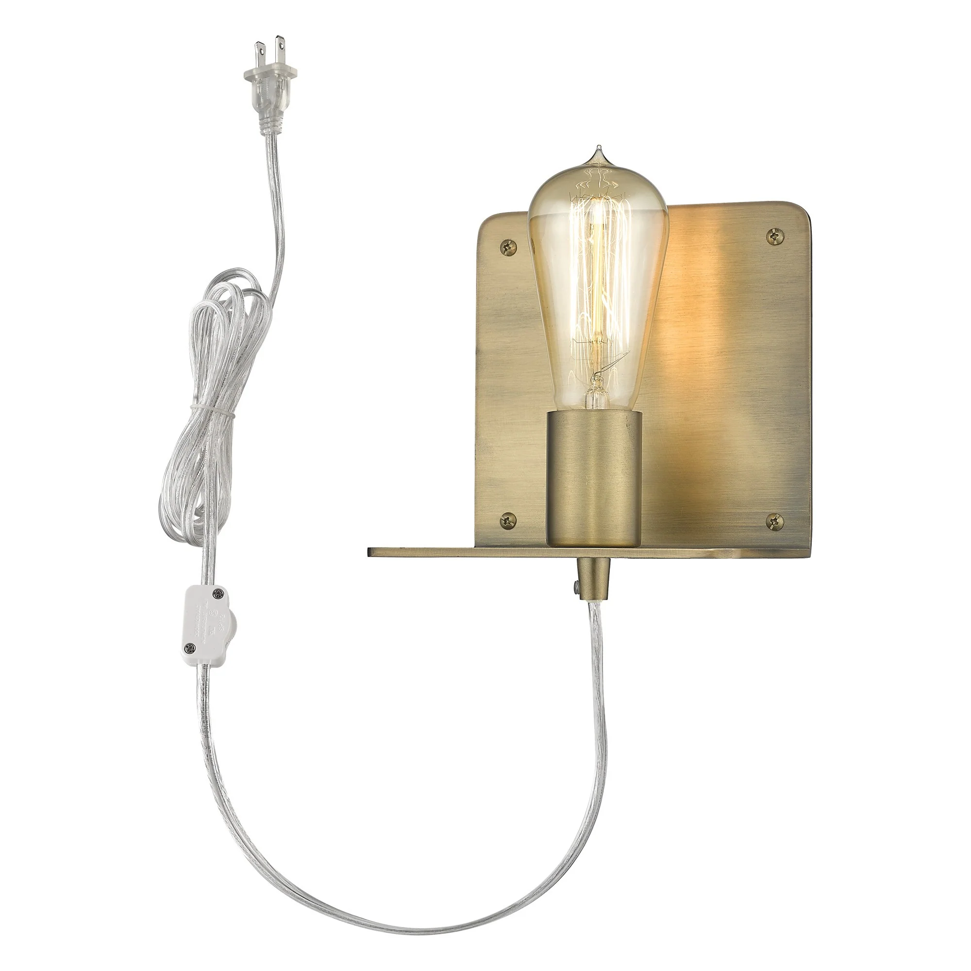 Petite Dull Gold Shelf Wall Light By Homeroots - Image 6