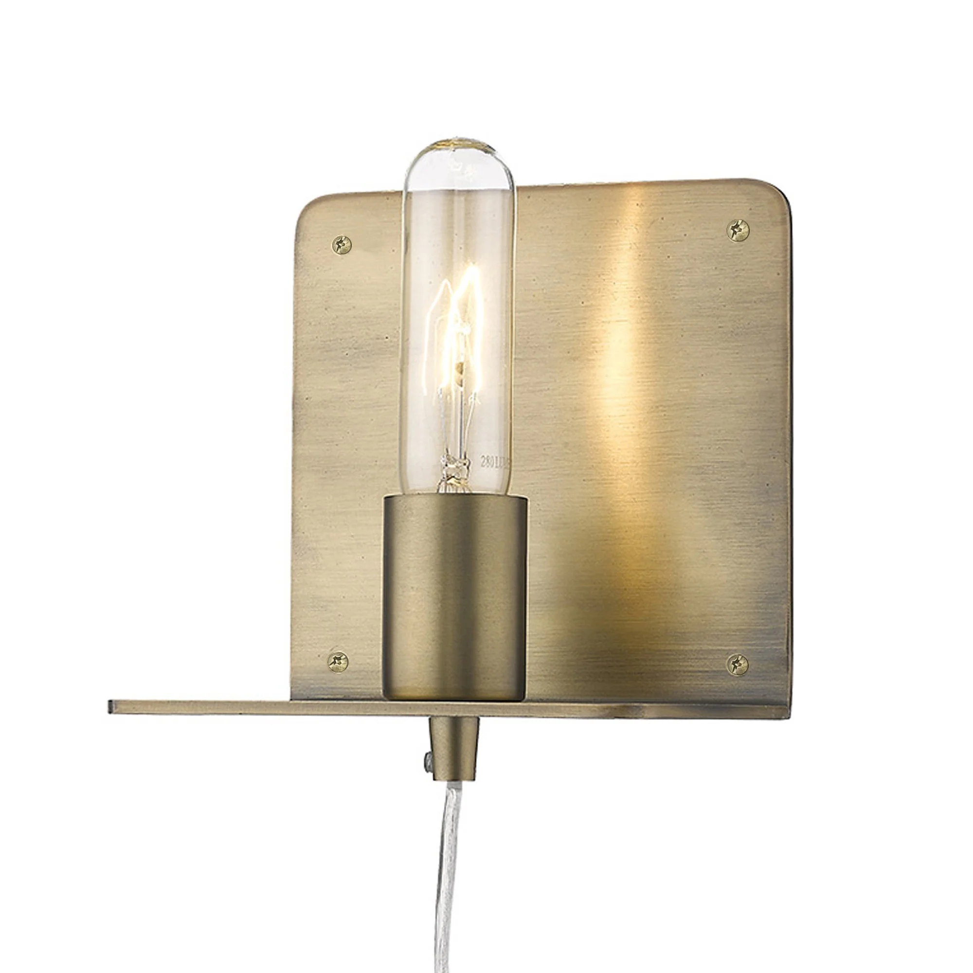 Petite Dull Gold Shelf Wall Light By Homeroots - Image 7