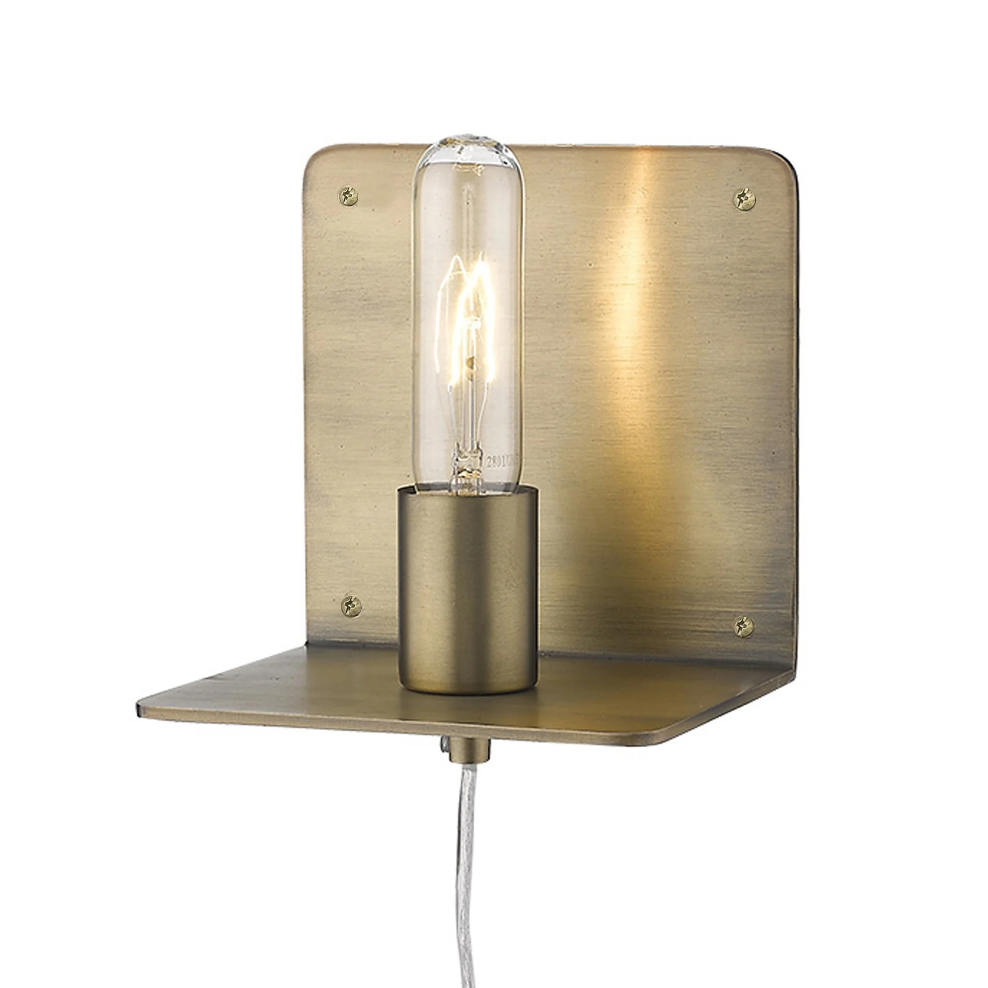 Petite Dull Gold Shelf Wall Light By Homeroots - Image 8