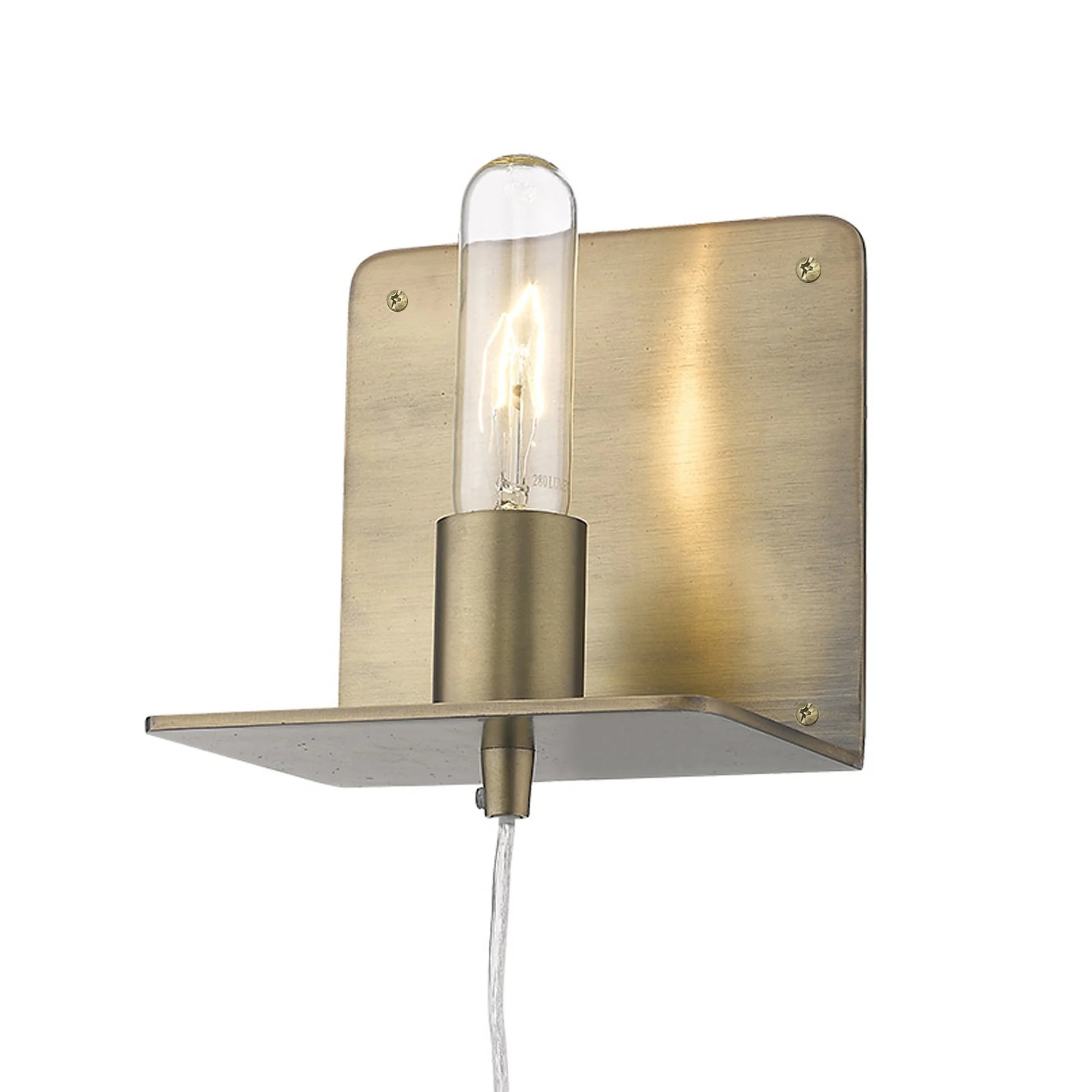 Petite Dull Gold Shelf Wall Light By Homeroots - Image 9