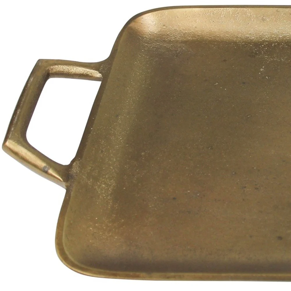 Petite Gold Metal Square Tray By Homeroots - Image 3