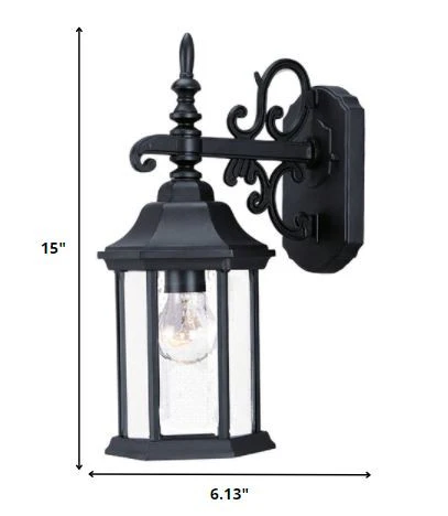 Petite Matte Black Domed Hanging Glass Lantern Wall Light By Homeroots - Image 2