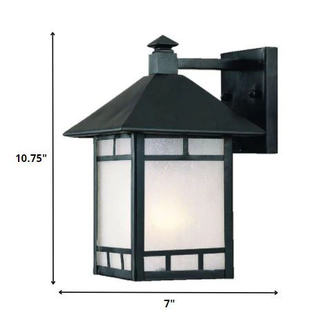 Petite Matte Black Frosted Glass Lantern Wall Light By Homeroots - Image 2