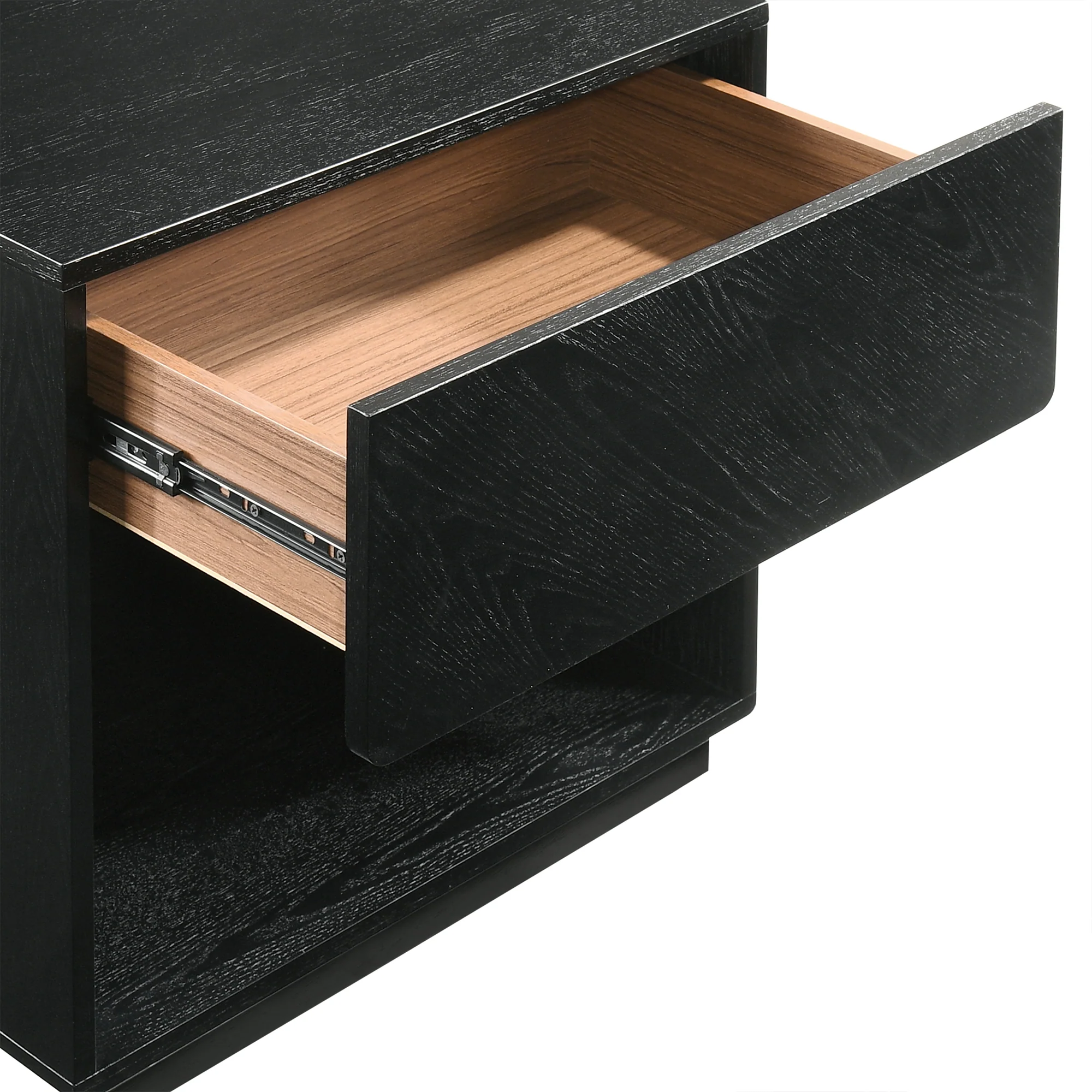 Petra 1 Drawer Wood Nightstand in Black Finish By Armen Living - Image 10