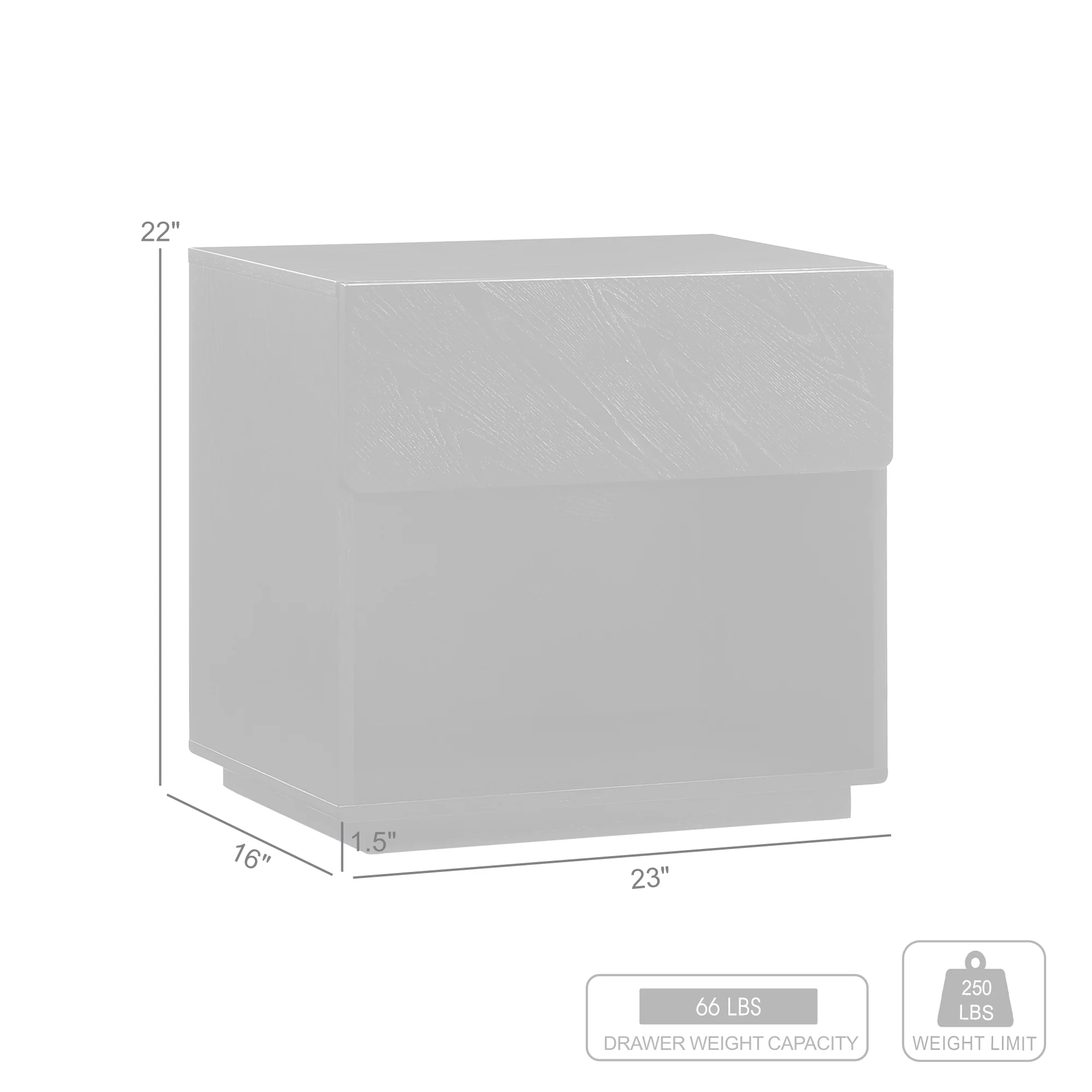 Petra 1 Drawer Wood Nightstand in Black Finish By Armen Living - Image 11