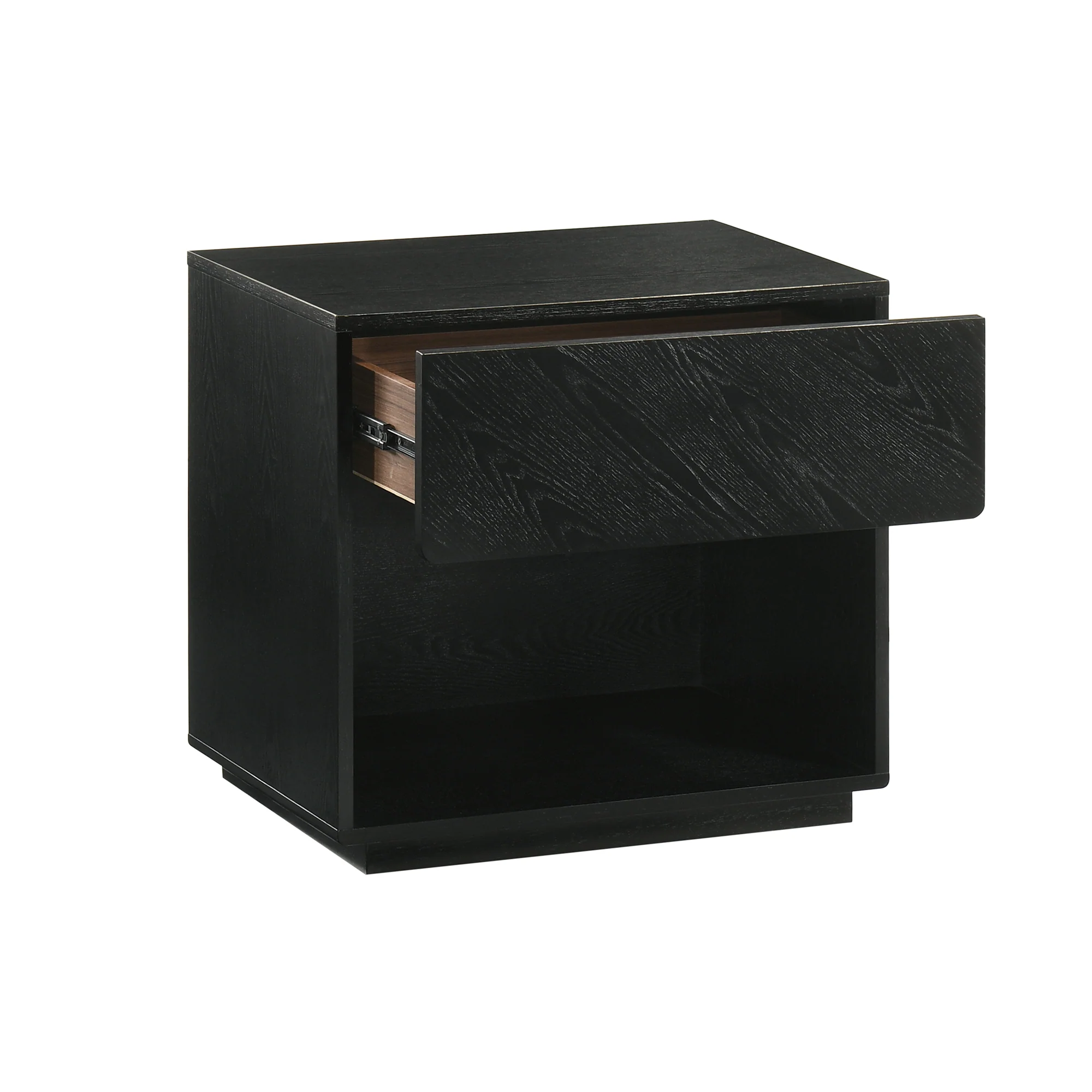 Petra 1 Drawer Wood Nightstand in Black Finish By Armen Living - Image 5