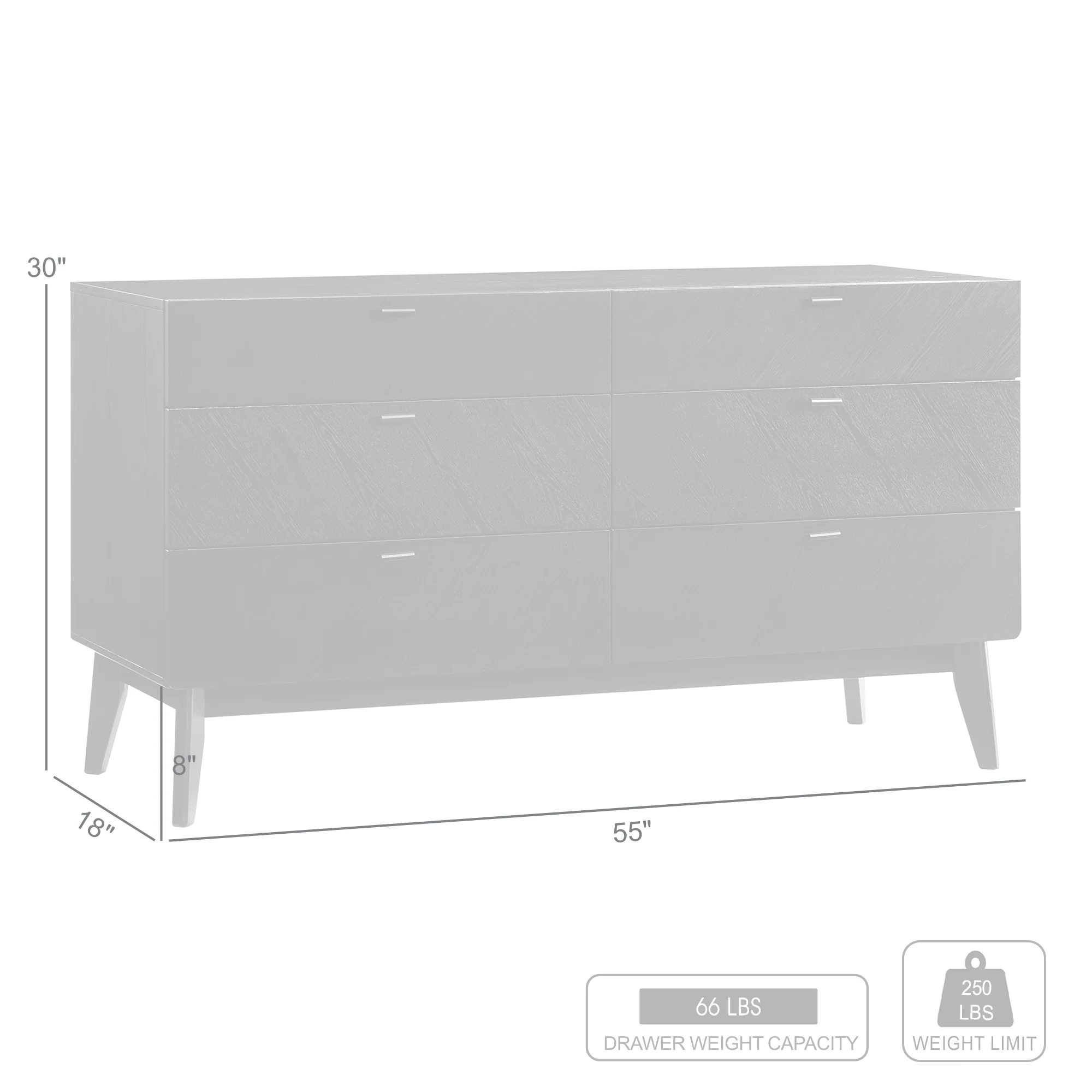 Petra 6 Drawer Wood Dresser in Black Finish By Armen Living - Image 10