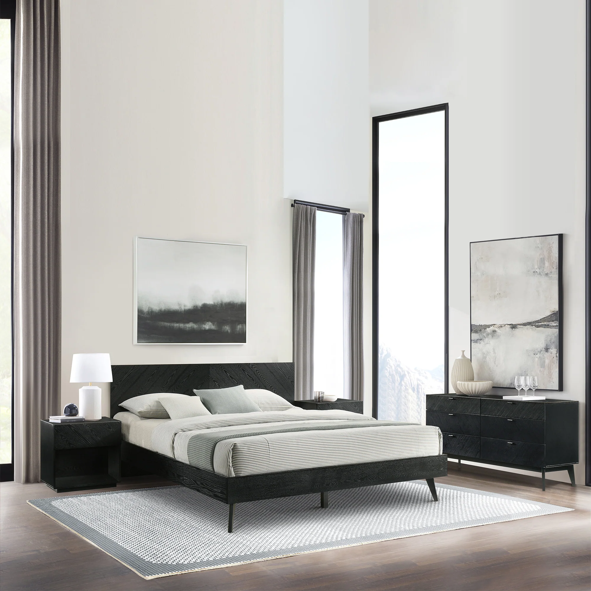 Petra 6 Drawer Wood Dresser in Black Finish By Armen Living - Image 2
