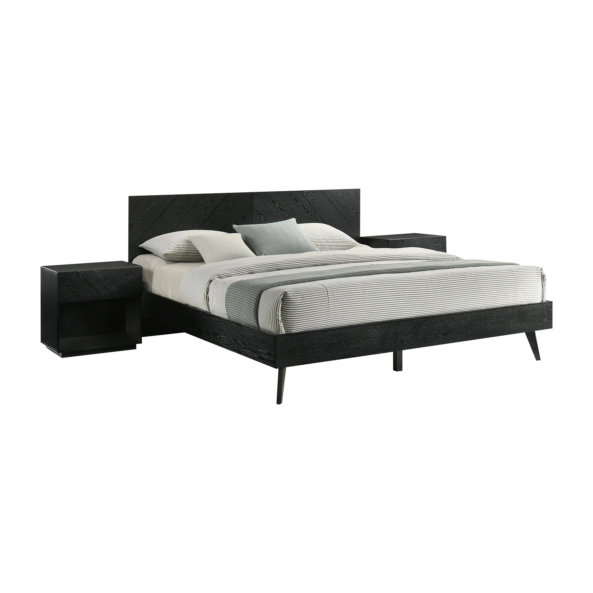 Petra King 3 Piece Wood Bedroom Set in Black Finish By Armen Living - Image 2