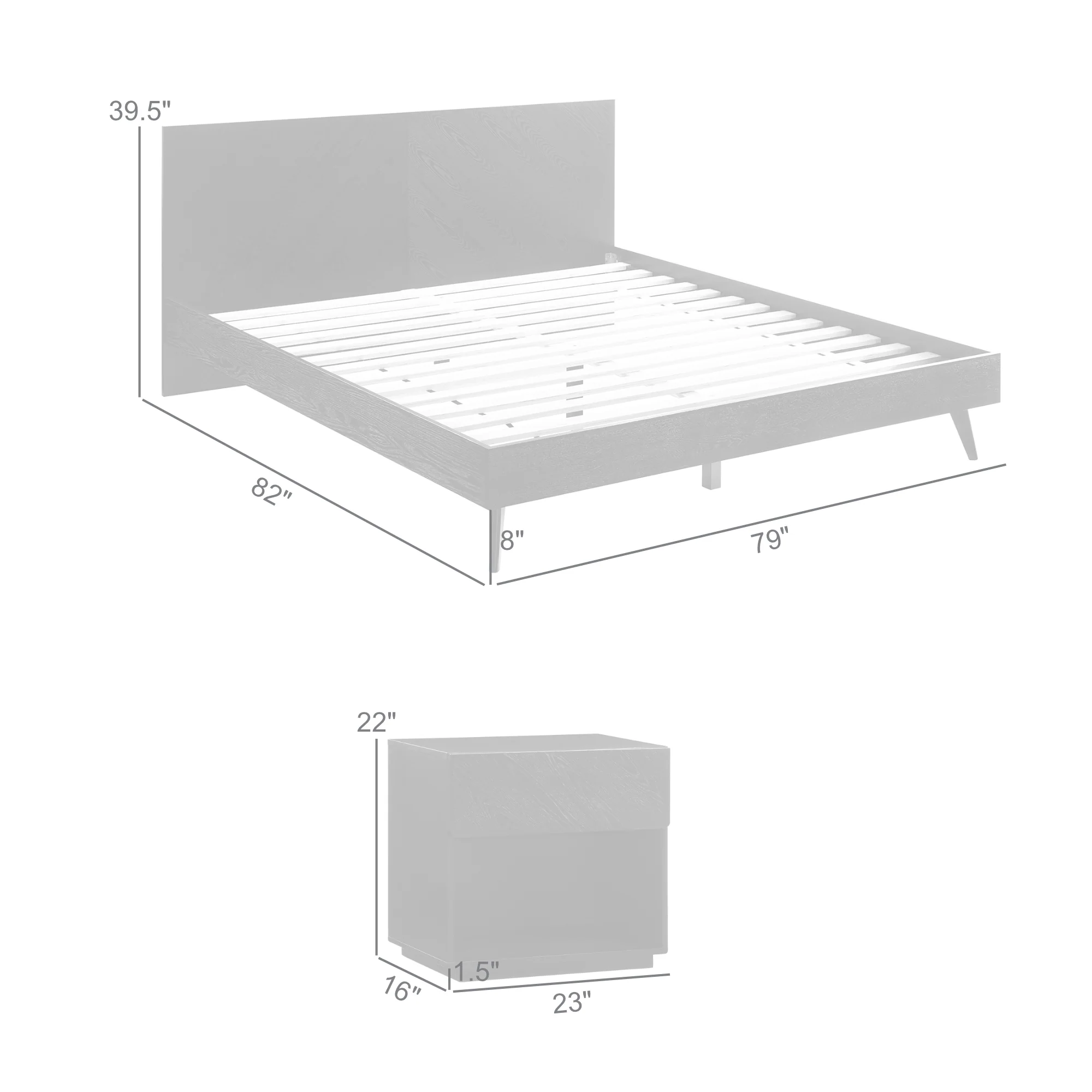 Petra King 3 Piece Wood Bedroom Set in Black Finish By Armen Living - Image 9