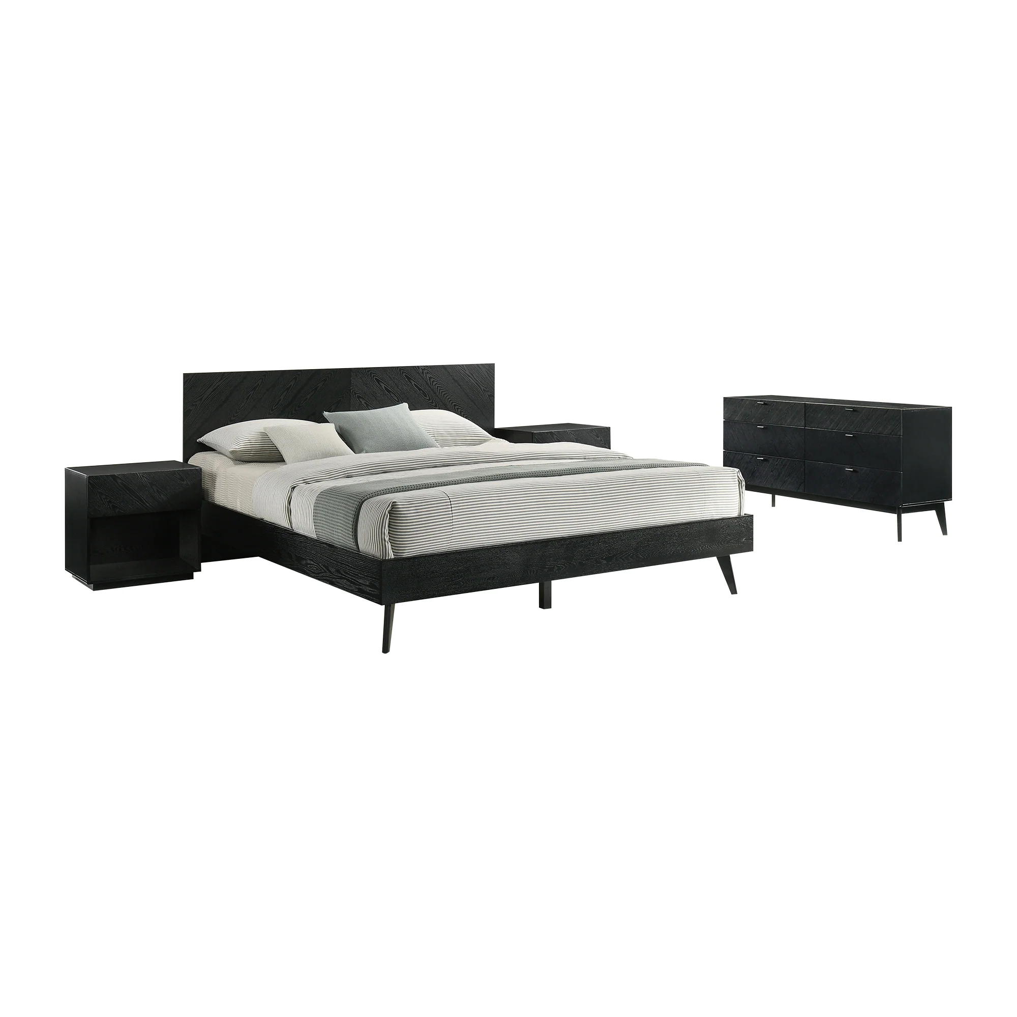 Petra King 4 Piece Wood Bedroom Set in Black Finish By Armen Living - Image 2