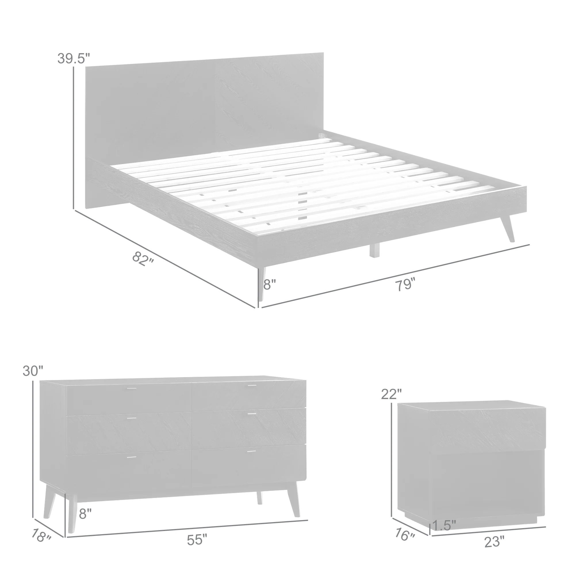 Petra King 4 Piece Wood Bedroom Set in Black Finish By Armen Living - Image 9