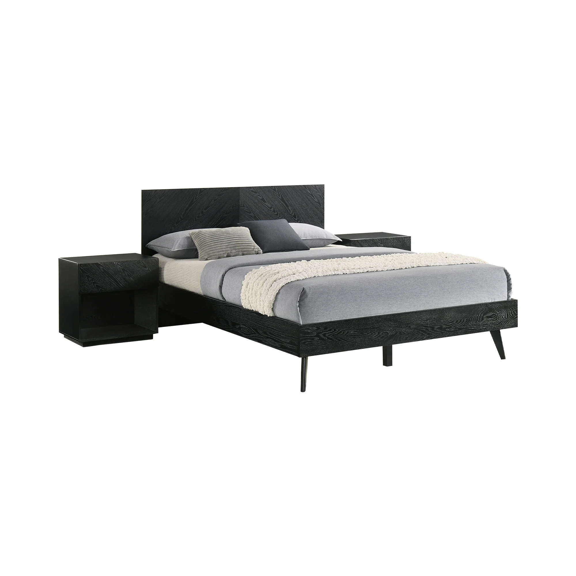 Petra Queen 3 Piece Wood Bedroom Set in Black Finish By Armen Living - Image 2