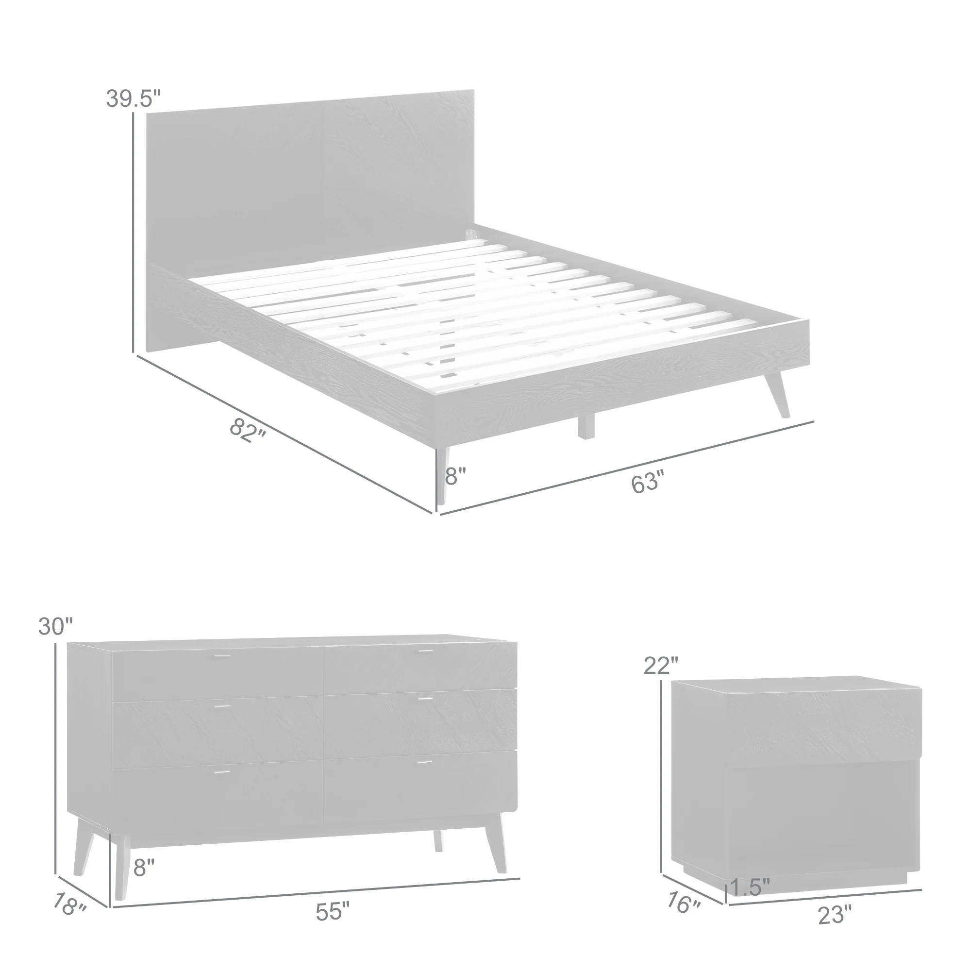 Petra Queen 4 Piece Wood Bedroom Set in Black Finish By Armen Living - Image 9