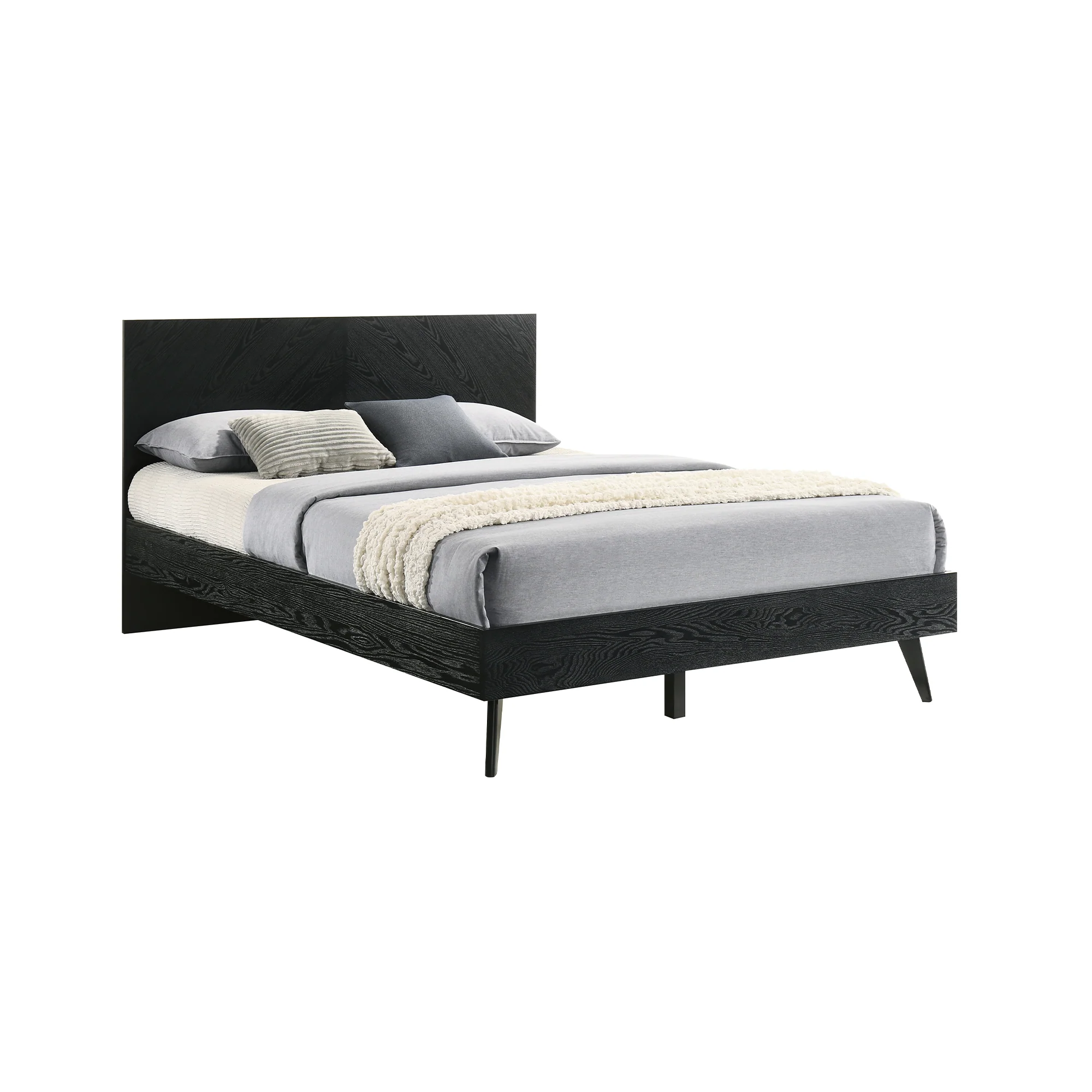 Petra Queen Platform Wood Bed Frame in Black Finish By Armen Living - Image 3