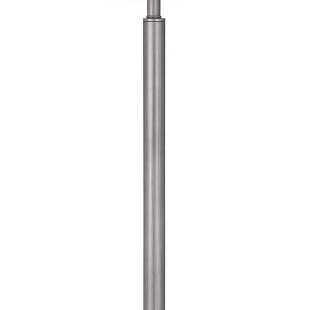 Pewter Tray Table Floor Lamp With Beige Transparent Glass Square Shade By Homeroots - Image 4
