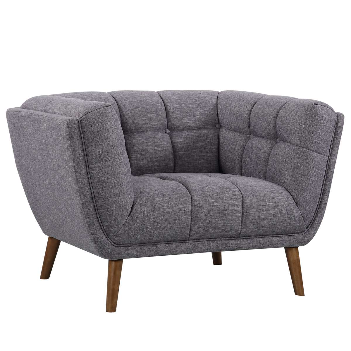 Phantom Mid-Century Modern Chair in Dark Gray Linen and Walnut Legs By Armen Living - Image 2