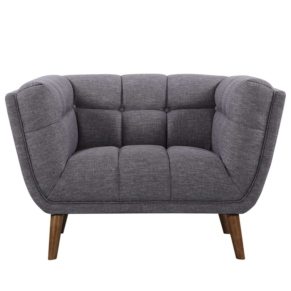 Phantom Mid-Century Modern Chair in Dark Gray Linen and Walnut Legs By Armen Living - Image 3