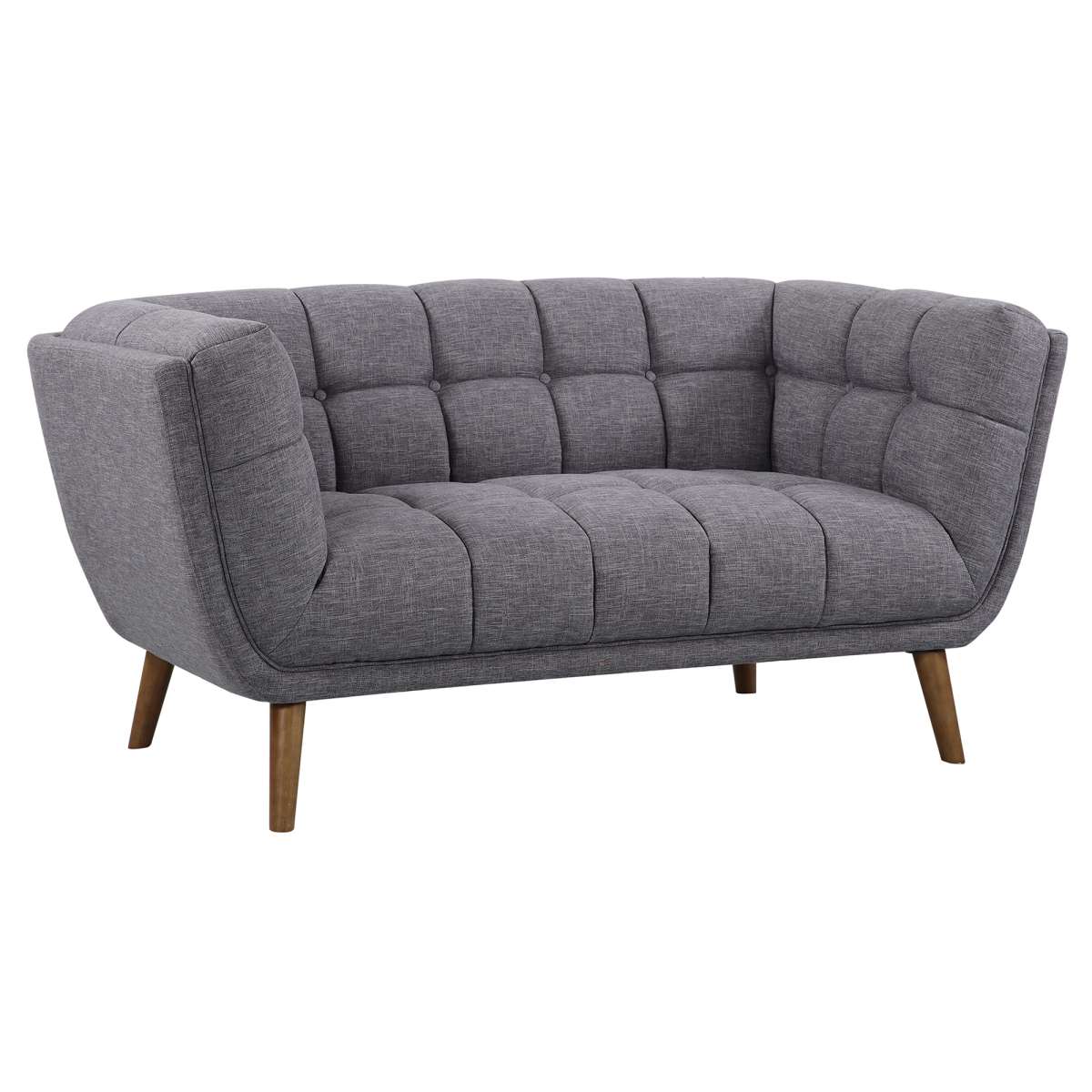 Phantom Mid-Century Modern Loveseat in Dark Gray Linen and Walnut Legs By Armen Living - Image 2