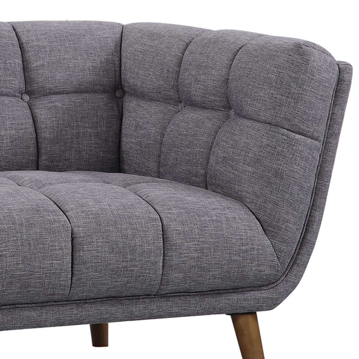 Phantom Mid-Century Modern Loveseat in Dark Gray Linen and Walnut Legs By Armen Living - Image 4