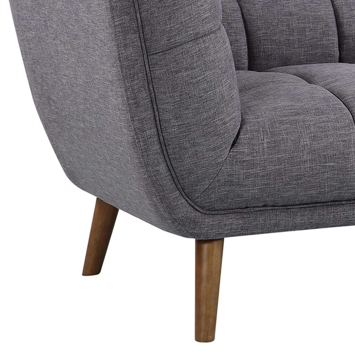 Phantom Mid-Century Modern Loveseat in Dark Gray Linen and Walnut Legs By Armen Living - Image 5