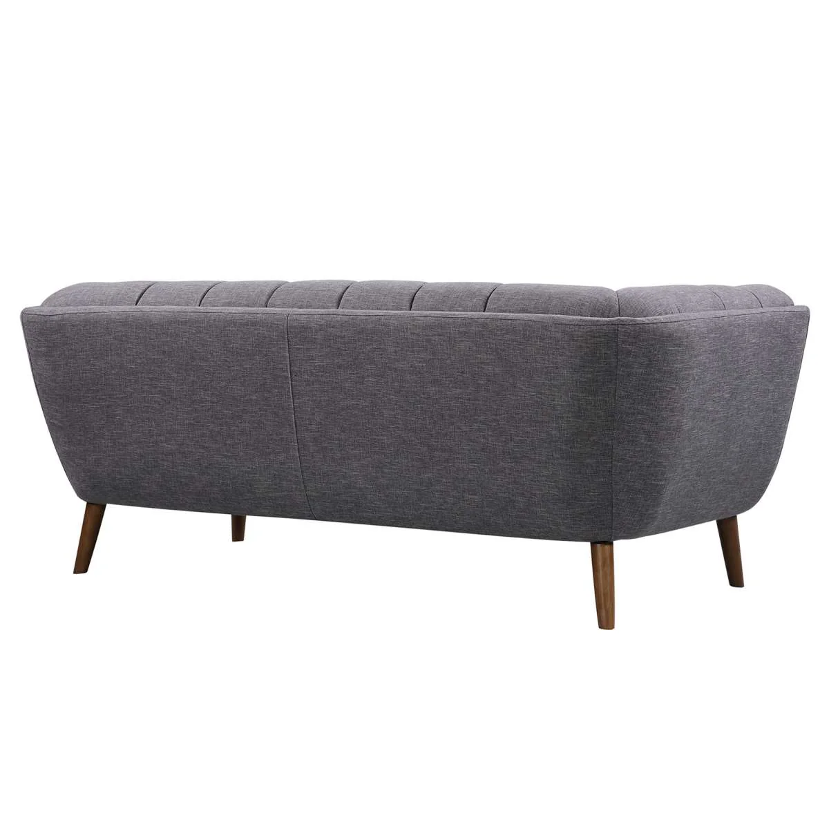Phantom Mid-Century Modern Sofa in Dark Gray Linen and Walnut Legs By Armen Living - Image 2