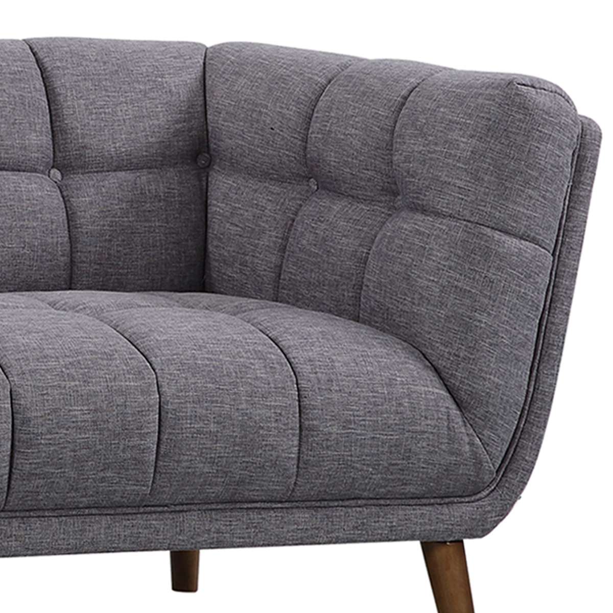 Phantom Mid-Century Modern Sofa in Dark Gray Linen and Walnut Legs By Armen Living - Image 3