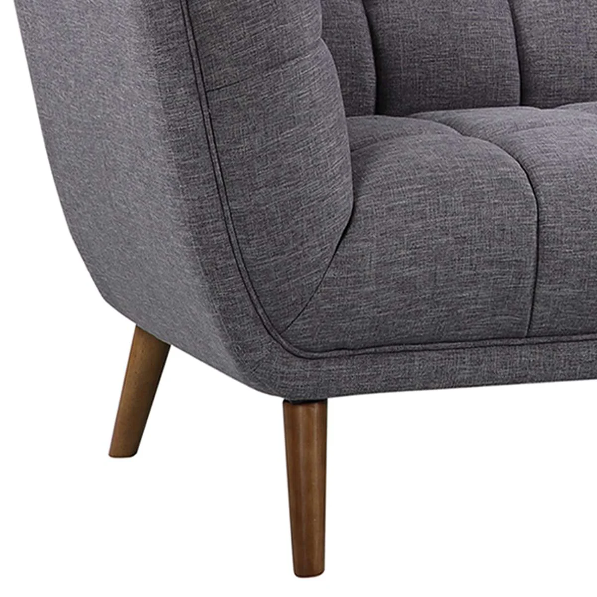 Phantom Mid-Century Modern Sofa in Dark Gray Linen and Walnut Legs By Armen Living - Image 4