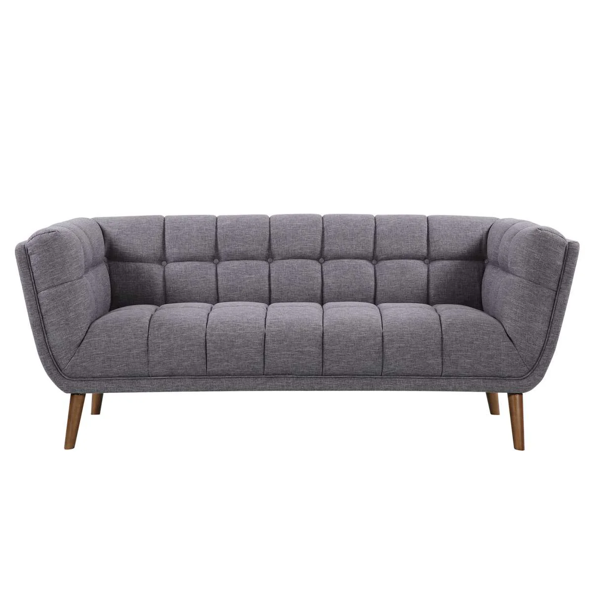Phantom Mid-Century Modern Sofa in Dark Gray Linen and Walnut Legs By Armen Living - Image 6