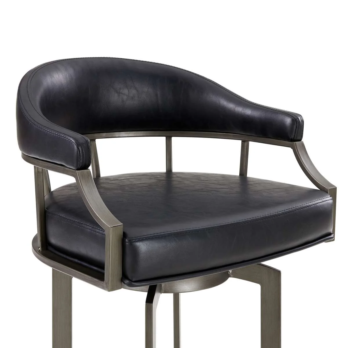 Pharaoh Swivel 26" Mineral Finish and Black Faux Leather Bar Stool By Armen Living - Image 3