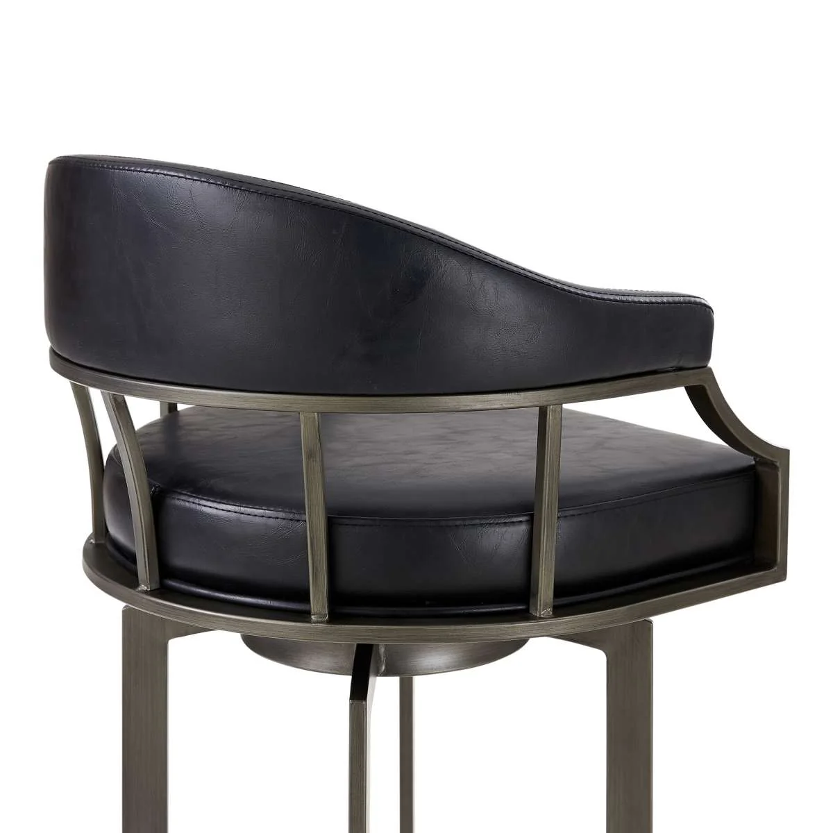 Pharaoh Swivel 26" Mineral Finish and Black Faux Leather Bar Stool By Armen Living - Image 4