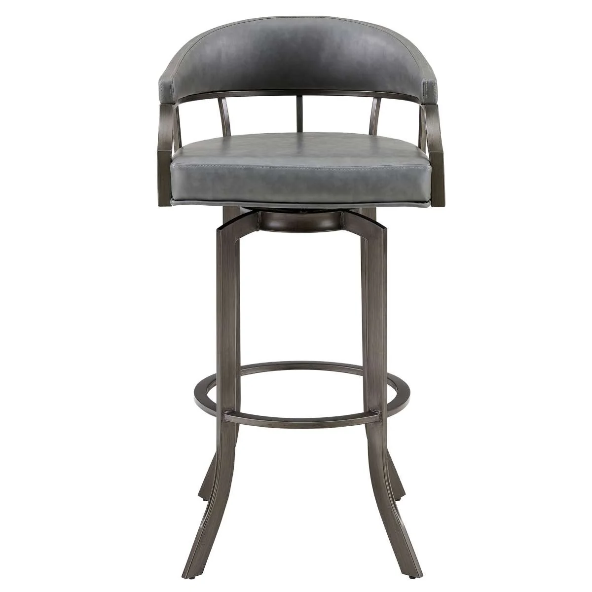 Pharaoh Swivel 26" Mineral Finish and Gray Faux Leather Bar Stool By Armen Living - Image 2