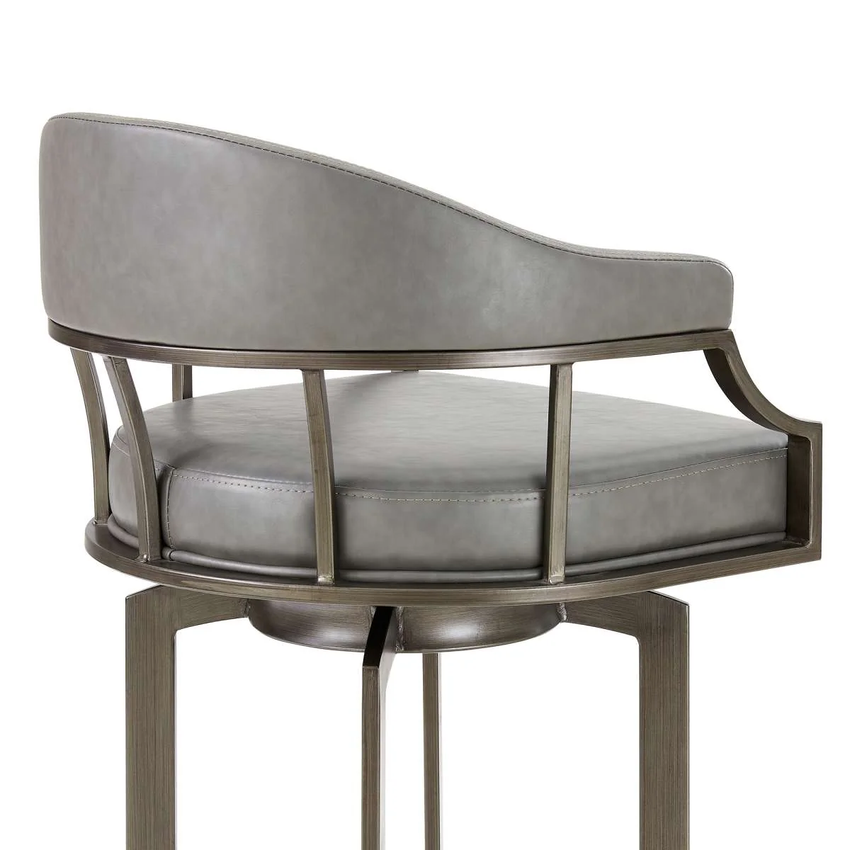 Pharaoh Swivel 26" Mineral Finish and Gray Faux Leather Bar Stool By Armen Living - Image 4