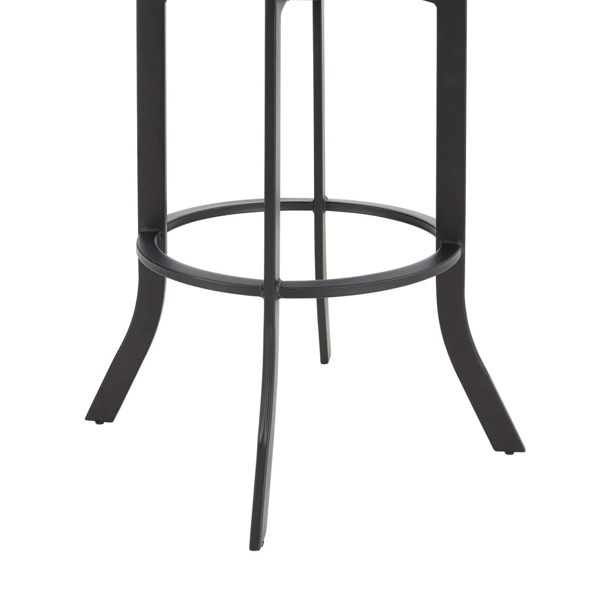 Pharaoh Swivel 30" Black Powder Coated and Black Faux Leather Metal Bar Stool By Armen Living - Image 5