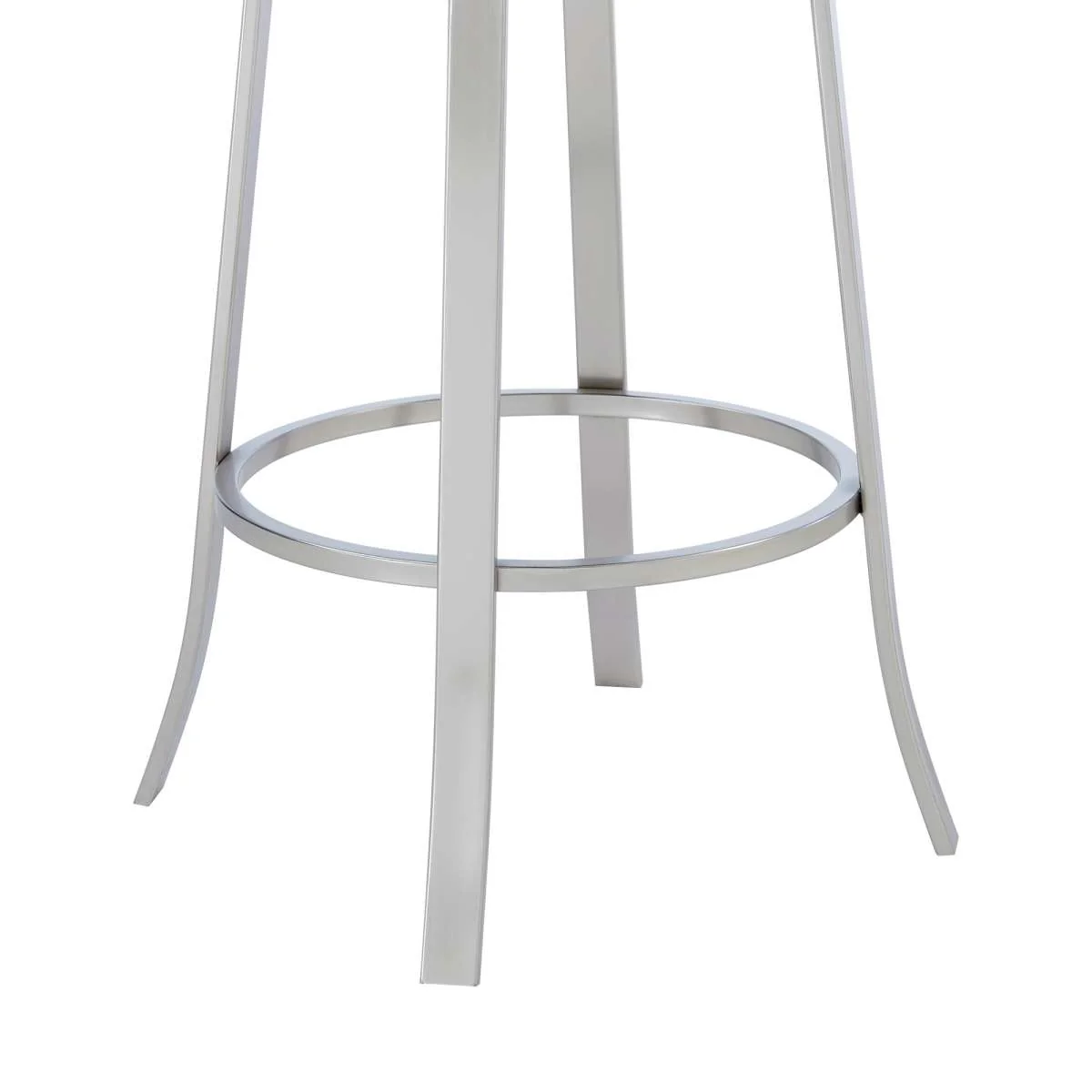 Pia Contemporary 30" Bar Height Barstool in Brushed Stainless Steel Finish and Black Faux Leather By Armen Living - Image 6