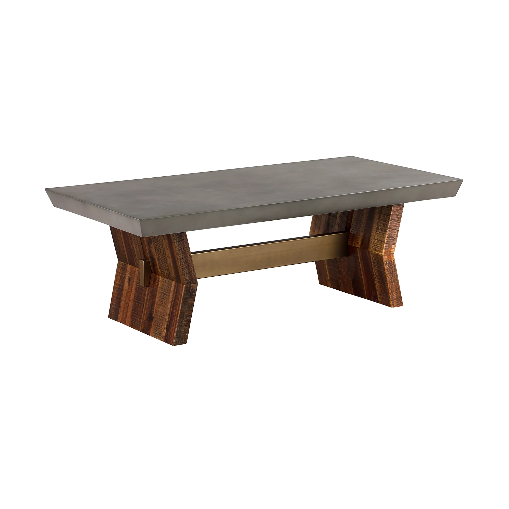 Picadilly Rectangle Coffee Table in Acacia Wood and Concrete By Armen Living - Image 3