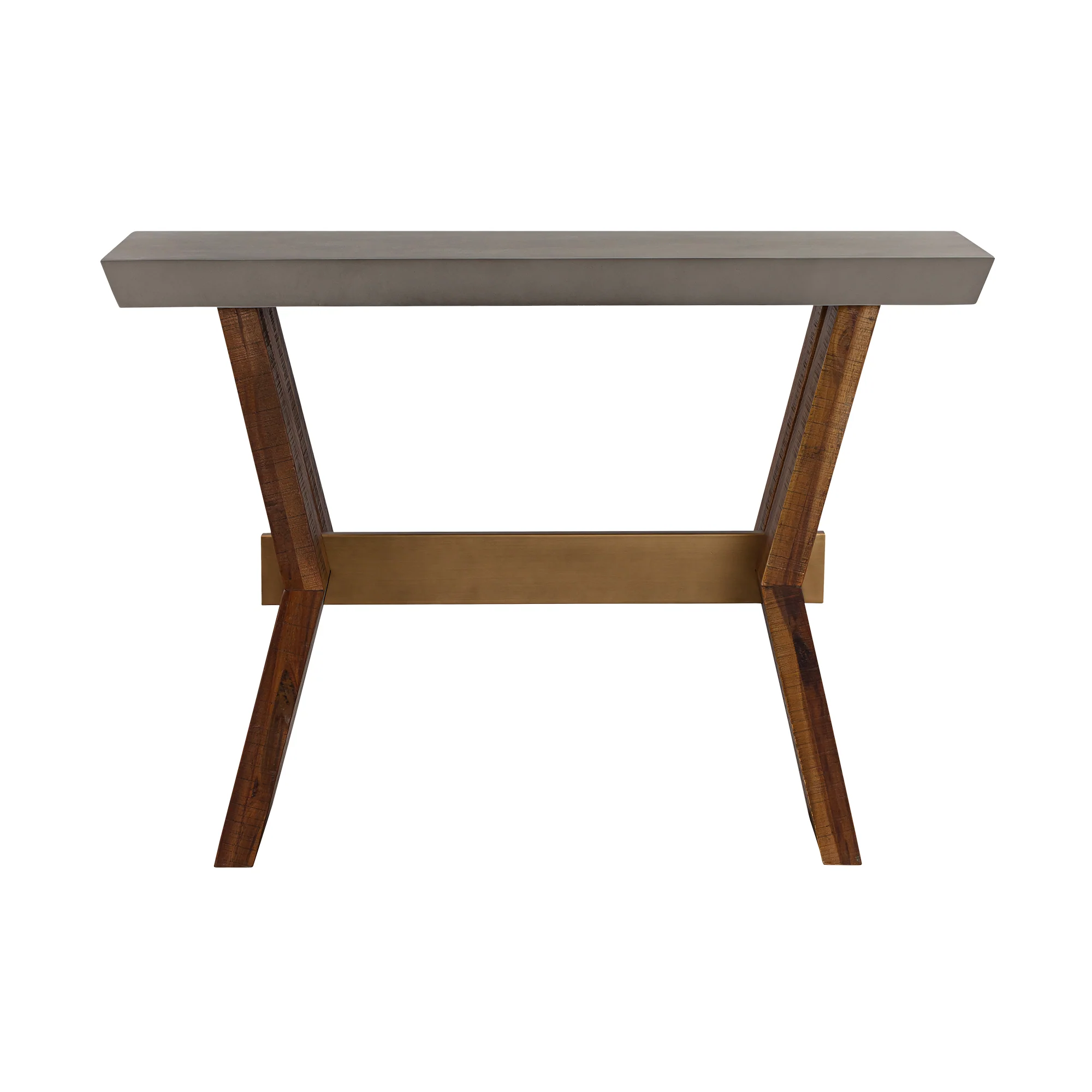 Picadilly Rectangle Console Table in Acacia Wood and Concrete By Armen Living - Image 2