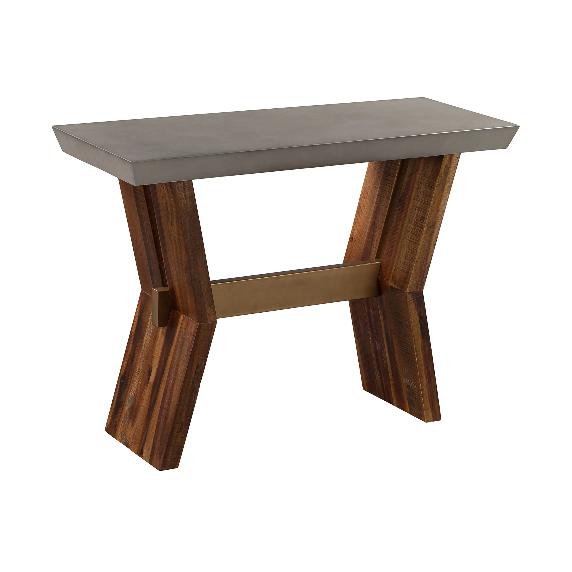 Picadilly Rectangle Console Table in Acacia Wood and Concrete By Armen Living - Image 3