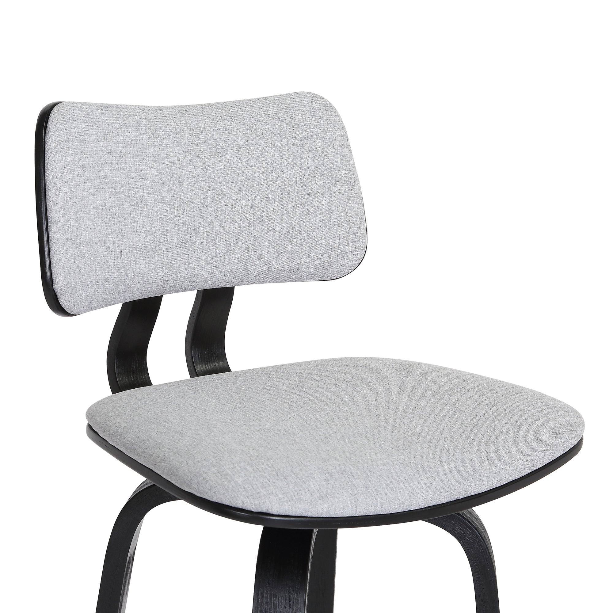 Pico 26" Swivel Black Wood Counter Stool in Grey Faux Leather with Black Metal By Armen Living - Image 17