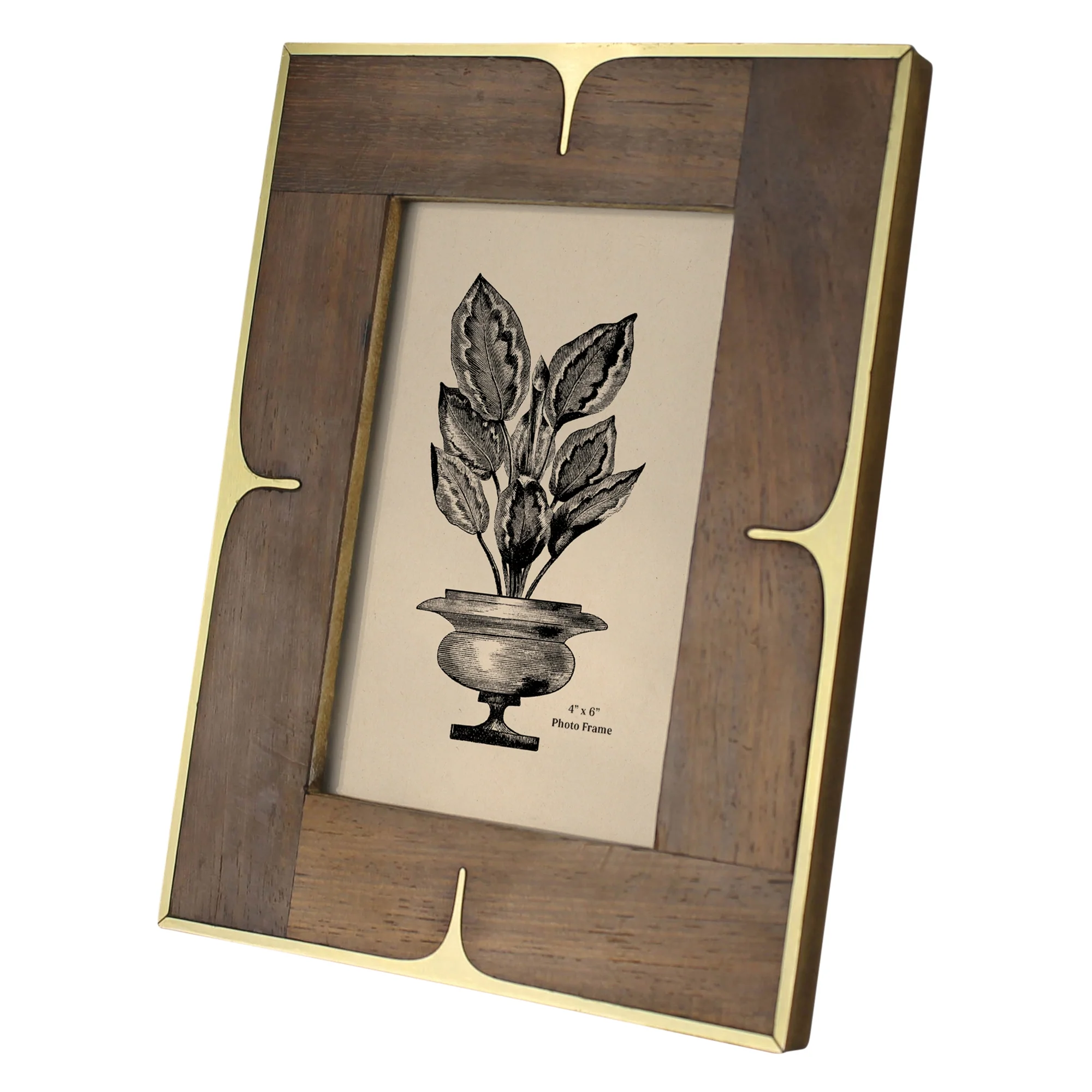 Picture Frame, Wood & Brass 4x6 Set Of 2 By HomArt - Image 3