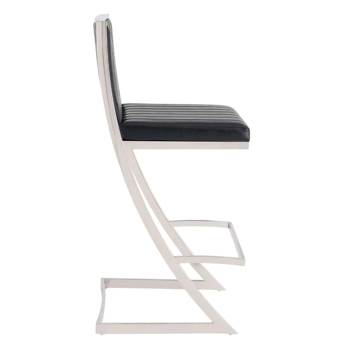 Pinellas 26" Vintage Black Faux Leather and Brushed Stainless Steel Bar Stool By Armen Living - Image 4