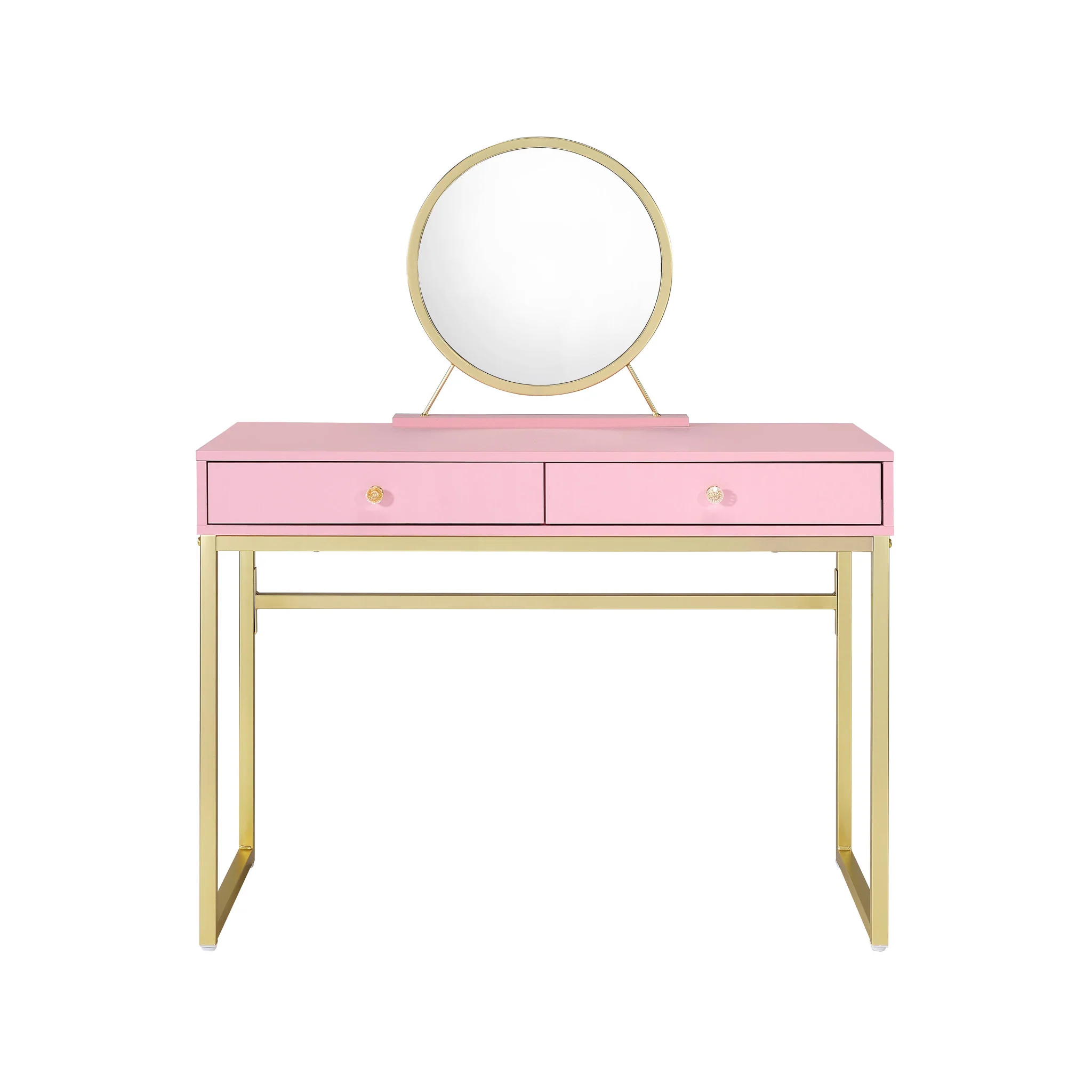 Pink Mirrored Two Drawer Dresser By Homeroots - Image 2