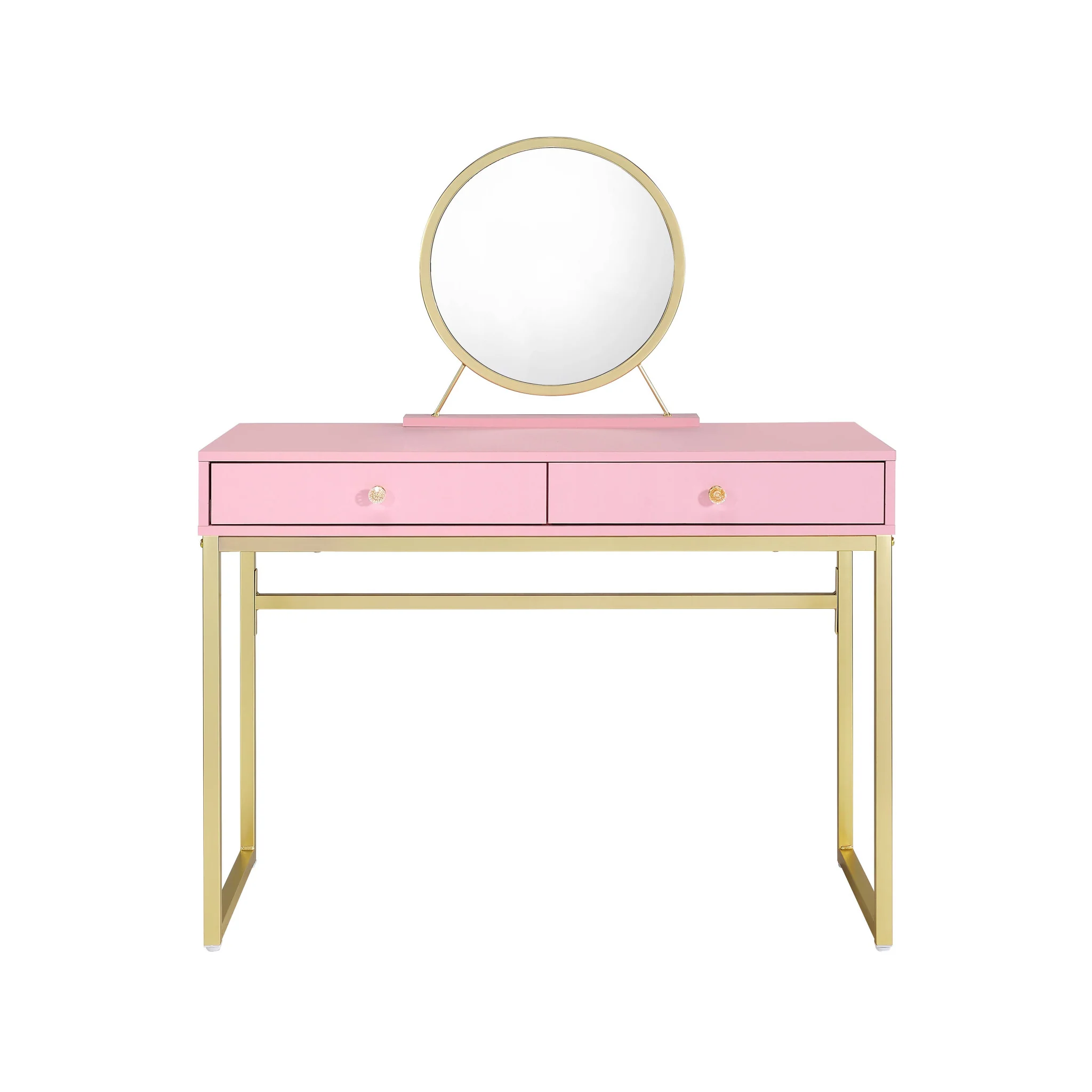 Pink Mirrored Two Drawer Dresser By Homeroots - Image 3