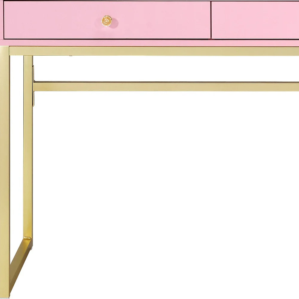 Pink Mirrored Two Drawer Dresser By Homeroots - Image 4