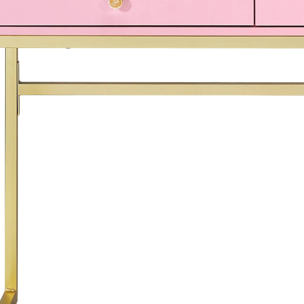 Pink Mirrored Two Drawer Dresser By Homeroots - Image 5