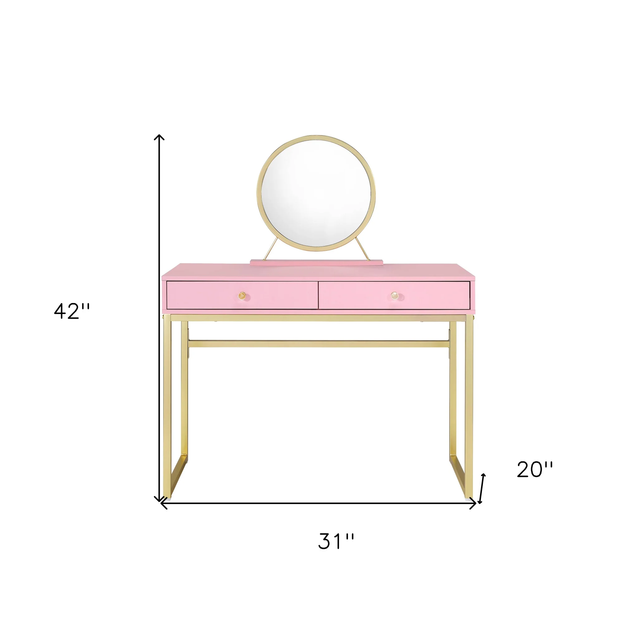 Pink Mirrored Two Drawer Dresser By Homeroots - Image 6