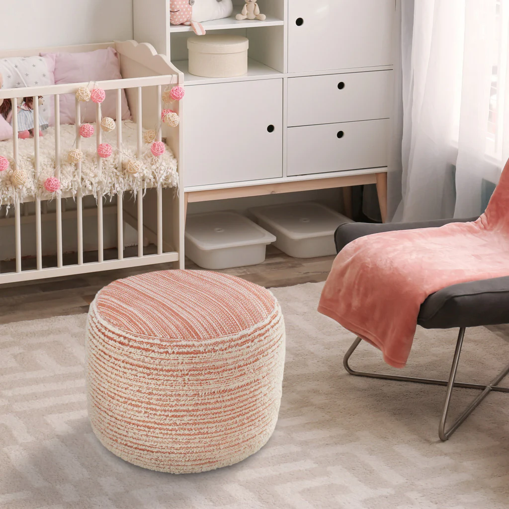 Pink Polyester Ottoman By Homeroots - Image 7