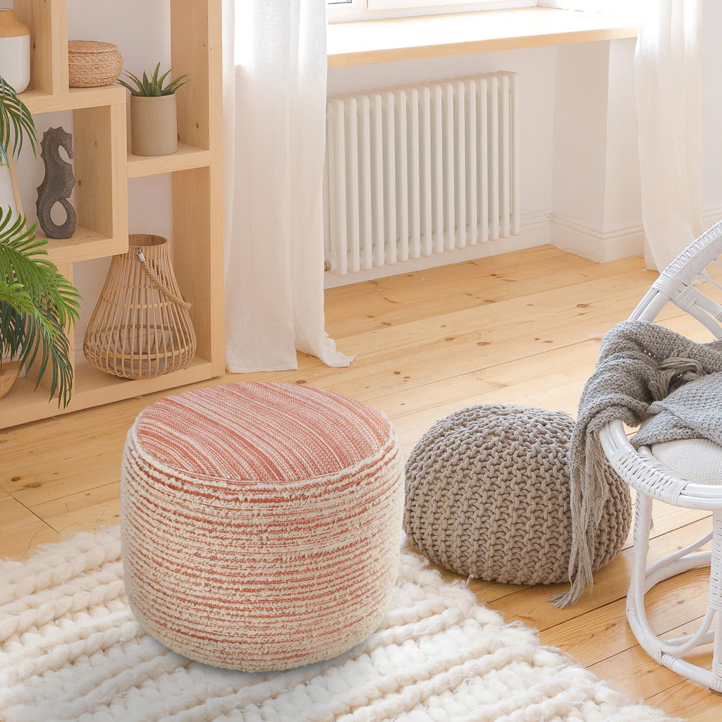 Pink Polyester Ottoman By Homeroots - Image 8