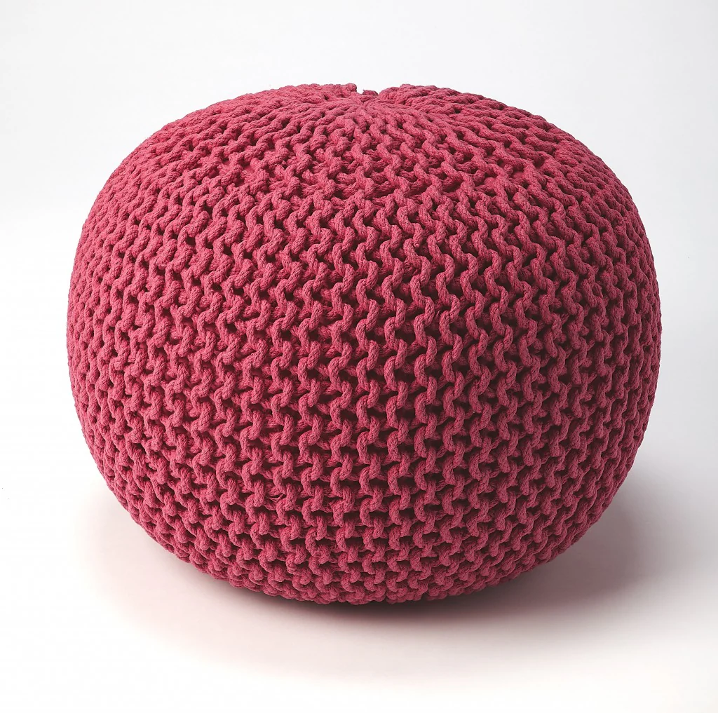 Pink Round Pouf Ottoman By Homeroots - Image 3